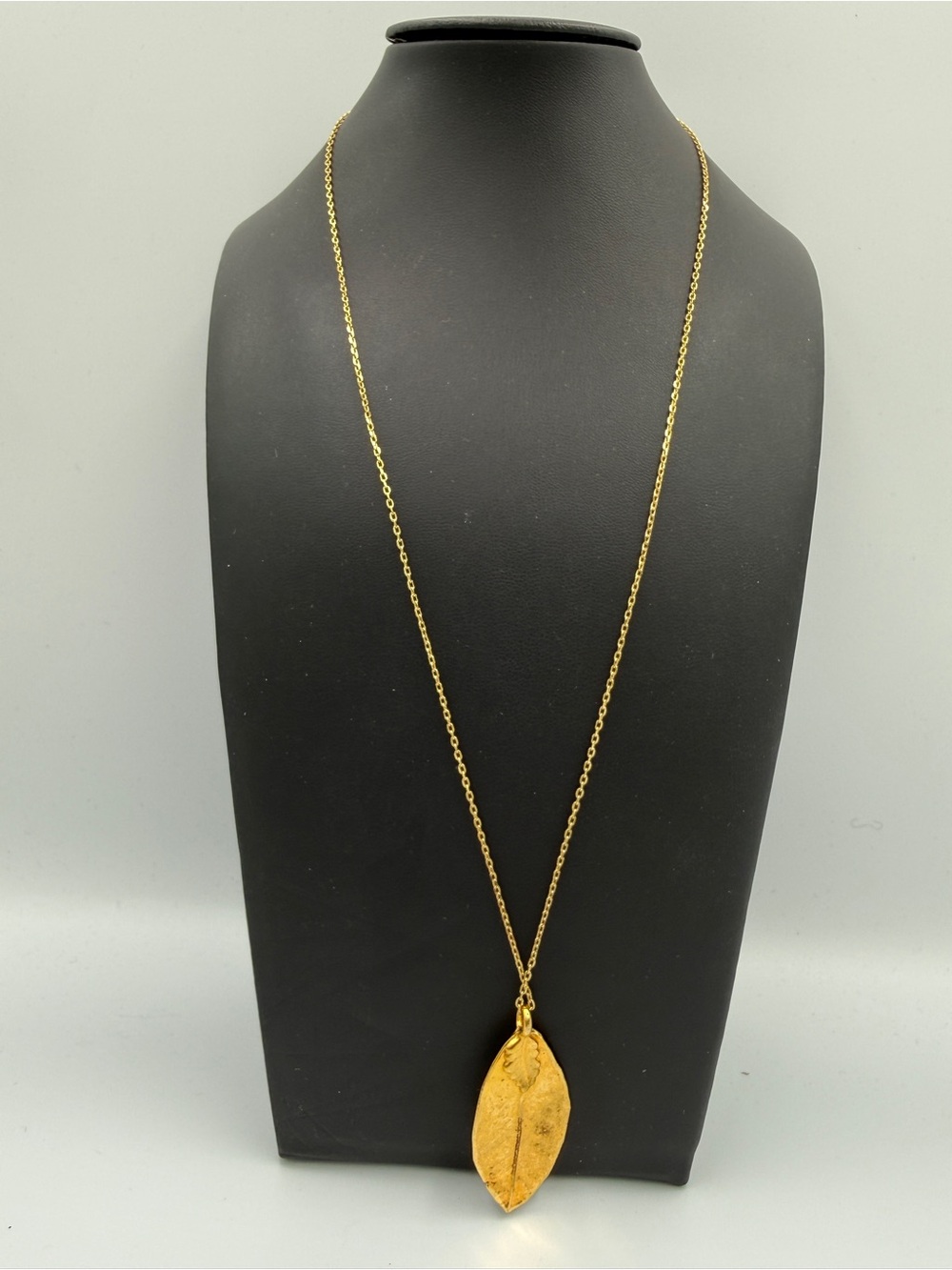 Gold Leaf Pendant Long Necklace - Women's Jewelry